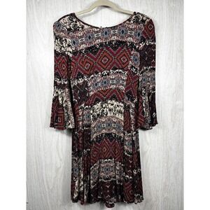 Anthropologie Holding Horses Women’s S Boho Print Dress 3/4 Sleeve Fall Colors